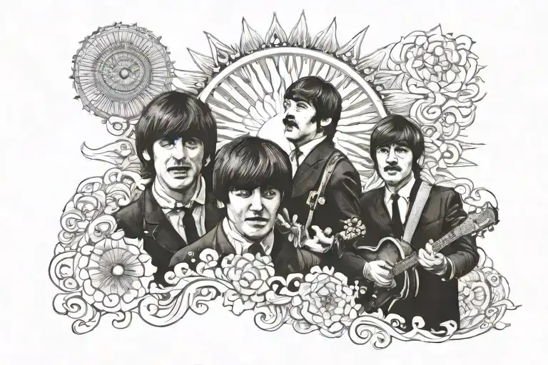 Beatles Tattoo Design Combining Here Comes The Sun And Imagine