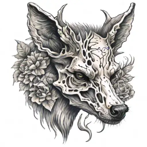 Wolf And Deer Skull