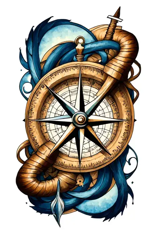 Triscle And Compass Rose Intertwined