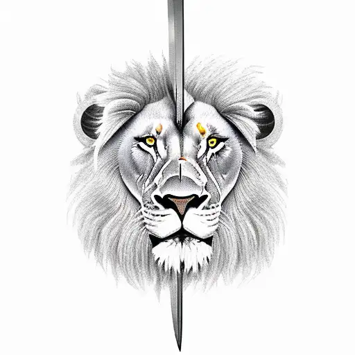Create An Ax With A Lion Reflected On Its Blade