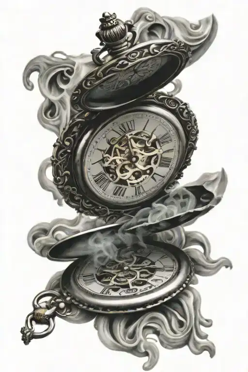 Pocket Watch With Smoke In The Background Black