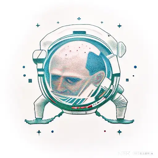 Astronaut Jumping Over Satrun With A Basketball In His Hand