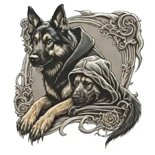 Grim Reaper With German Shepherd