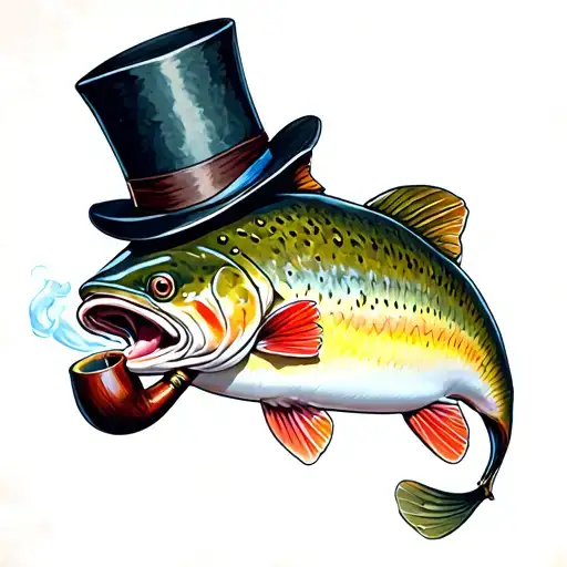 Rainbow Trout Smoking A Pipe While Wearing A Top Hat