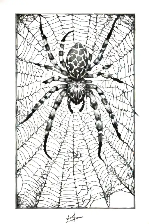 Spider In Web Detailed