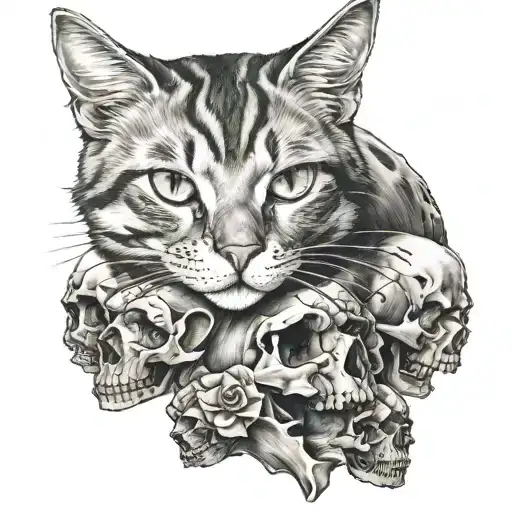 Cat On Skull