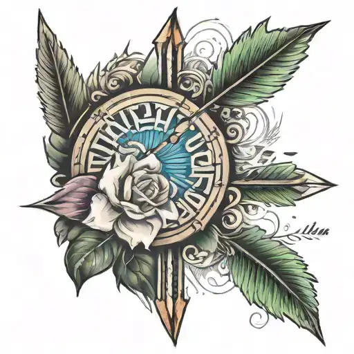 Arrow Design At The Back Of The Neck With Colour