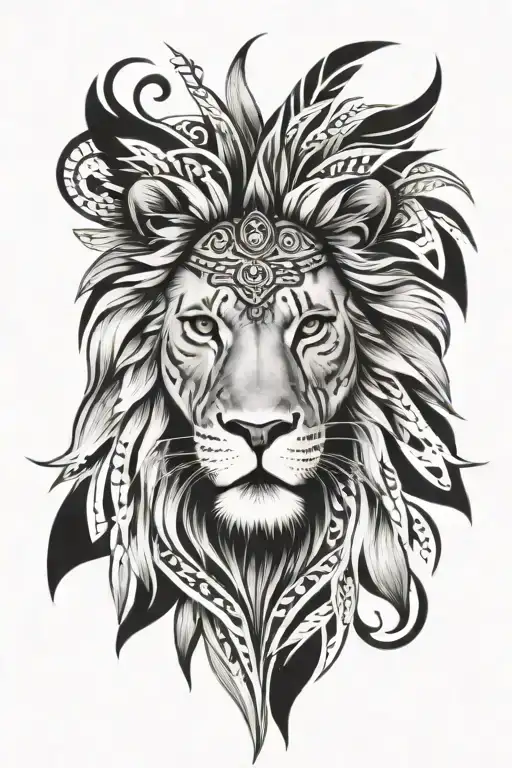 Lion Face And Tribal Surround Kind