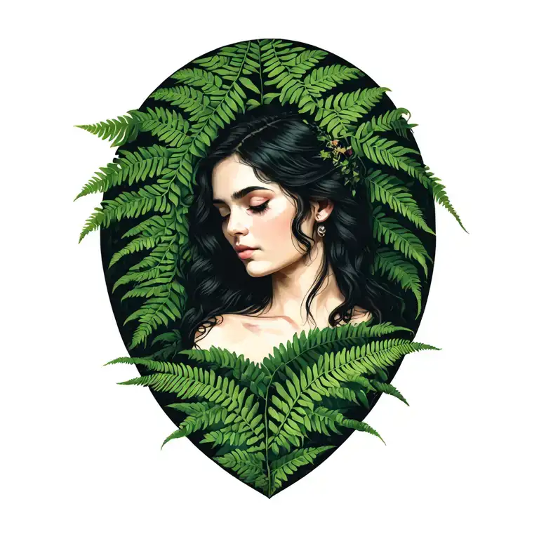 Lighty Printing Of Veles Against The Backdrop Of A Green Fern