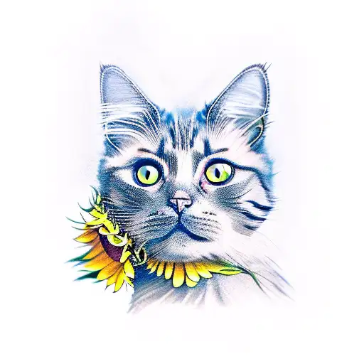 Cat With Sunflower
