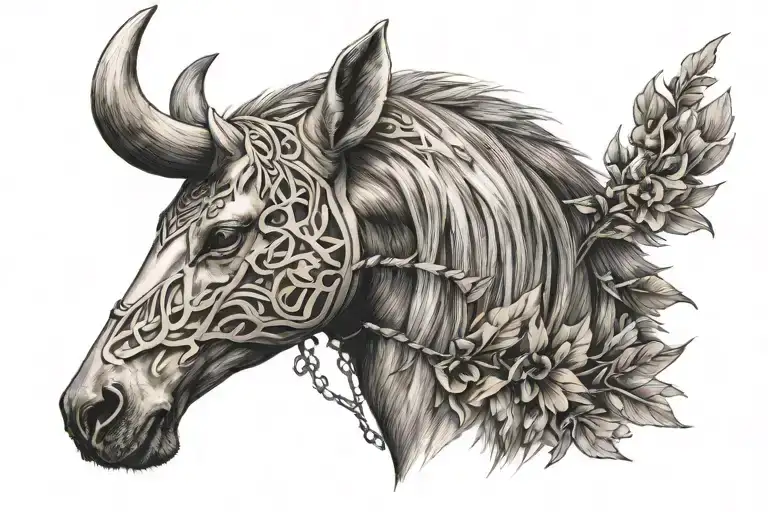 Neck Arrow Design Going To The Side Of The Neck With Colour