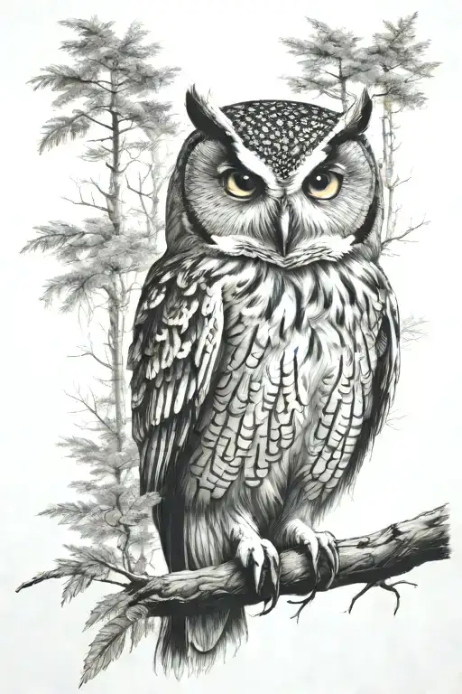 Owl In A Forest