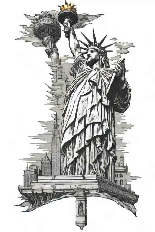 Statue Of Liberty New York City Skyline