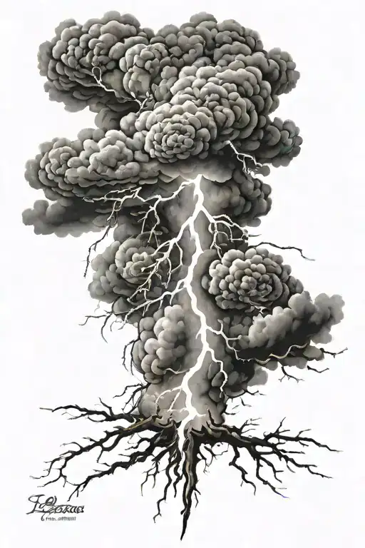 Dark Clouds With Lightning Striking