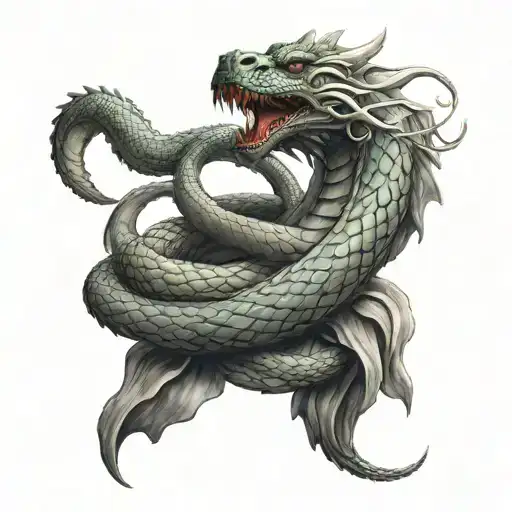 Dragon And Snake Intertwined Symbolizing The Client's Love For Each Other