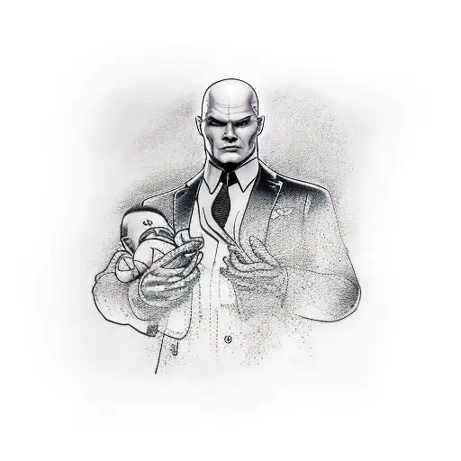 Agent 47 Holding A Baby In His Left Arm