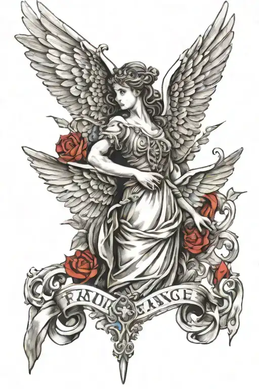 Marianne Symbol Of France With Wings Holding A Flag