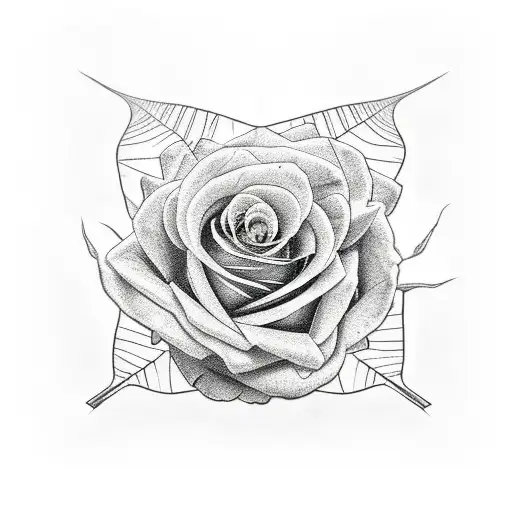 Rose With Leaves And Angle