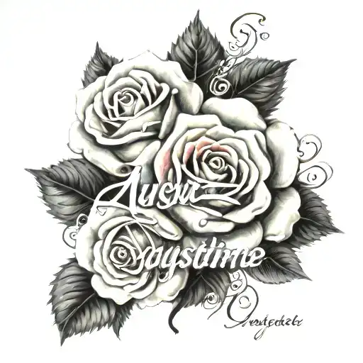 The Word 'Augustine' Written In Cursive Surrounded By Roses