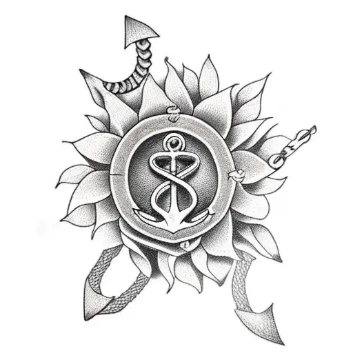 Anchor With One Sunflower In The Back
