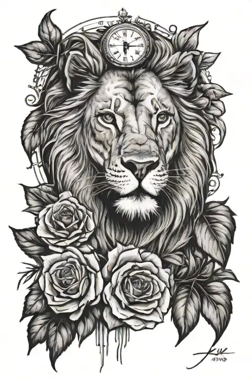 Lion Rose Clock