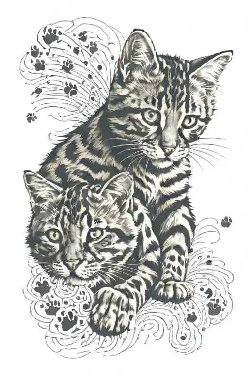 Cat Paw Prints Made Incorporating Fur Pattern