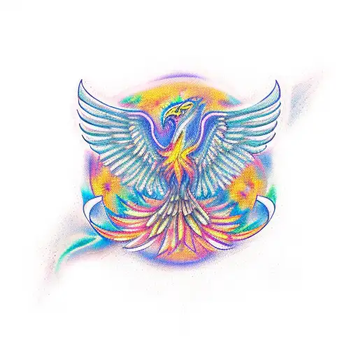 Phoenix With Colorful Background