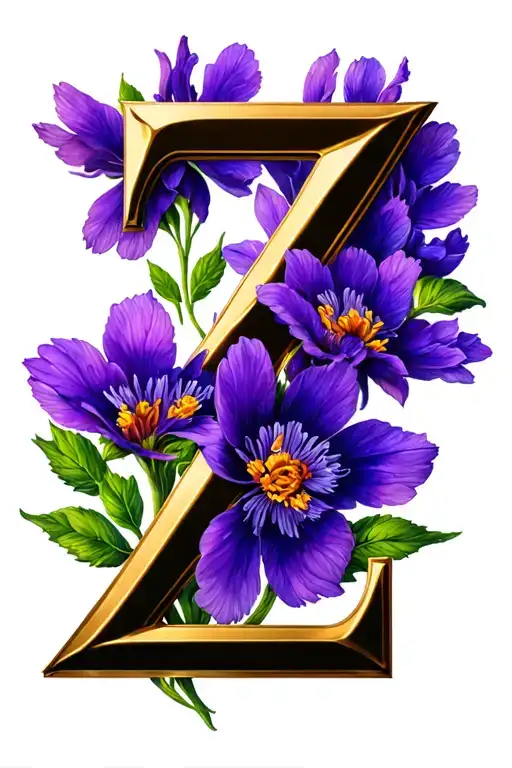Letter Z With One Purple Saffron Flower