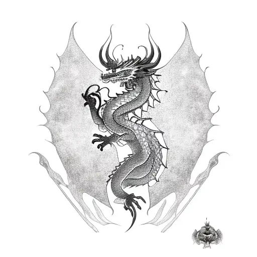 Dragon And Fire In The Palace Ruined