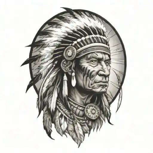 Native American Warrior Battling