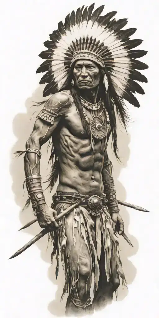 Native American Warrior Battling