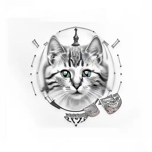 Yung Cat Head On Human Body With Whiskey Glass In Hand