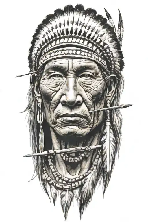 Native American Shooting Bow And Arrow