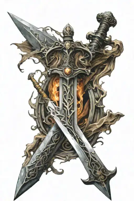 A Old Sword With Veins Wrapped Around It Luminous Points