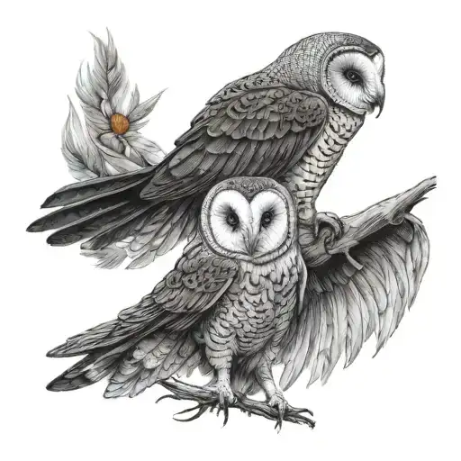 Crow And Barn Owl
