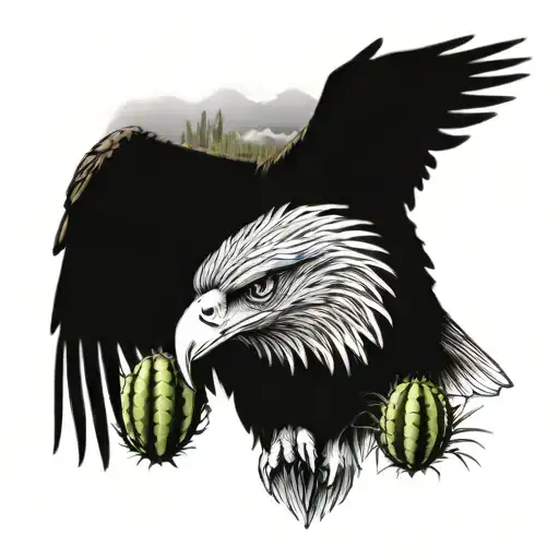 Eagle And Cactus Combined