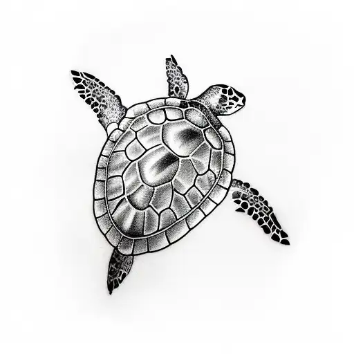 A Detailed Sketch Of A Sea Turtle Swimming
