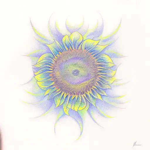 An Artistic Representation Of A Sunflower Transforming Into A Flock Of Colorful Birds