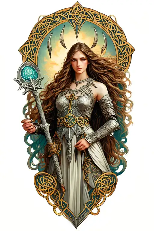Women Celtic Norse Warrior Holding