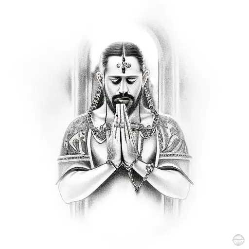 Lord Praying With A Rosary In His Hand