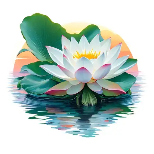 Sunrise And Lotus Flower Growing