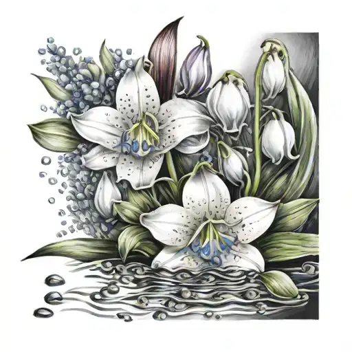 Lilly Of Valley Flower Mixed With Water Lilly Flowers