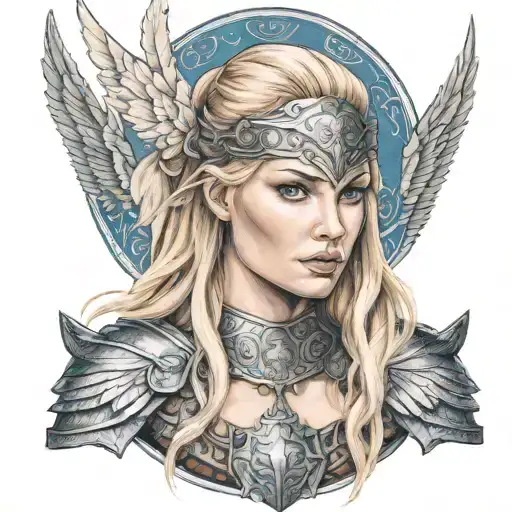 Beautiful Norse Valkyrie With Blonde Hair Blue Eyes