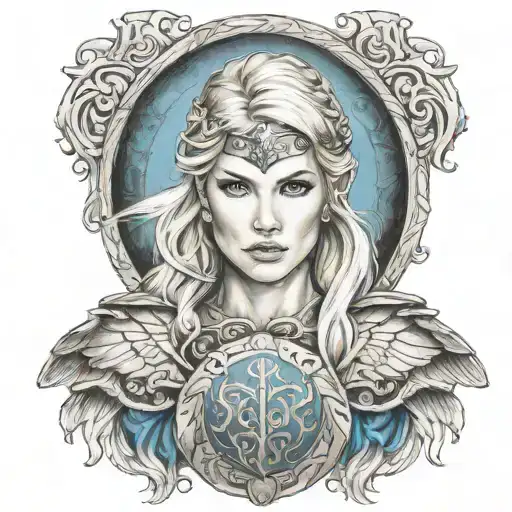 Valkyrie Shield Maiden With Blonde Hair Blue Eyes