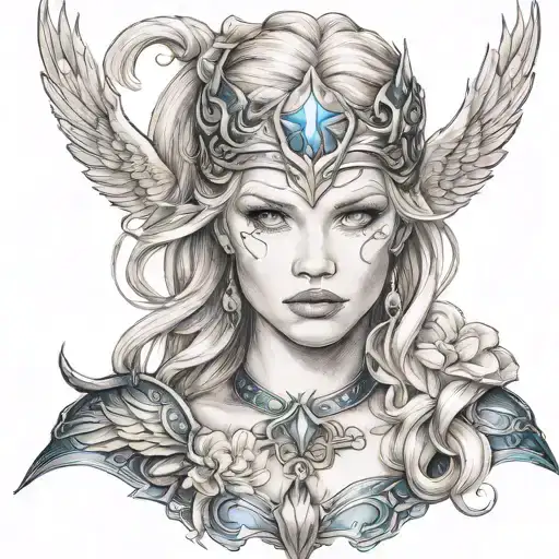 Norse Valkyrie Maiden With Blonde Hair And Blue Eyes