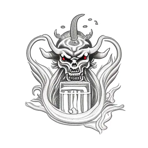 Demon Smoking Weed With A Grave In The Background