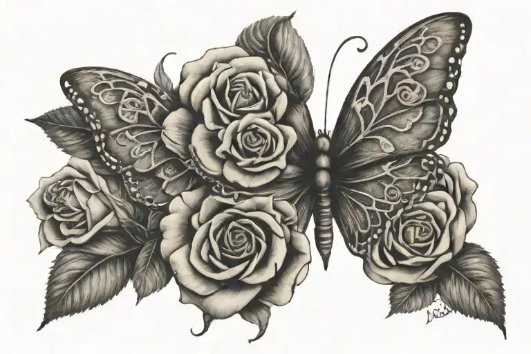 Rose Butter Fly And Word Milagros