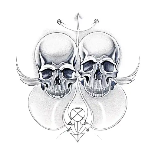 Gemini With Skull And Angel
