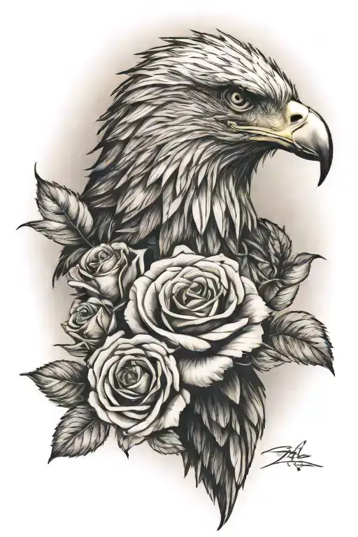 Eagle And A Rose