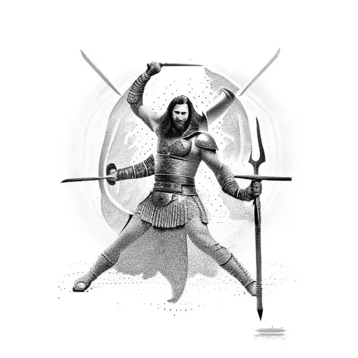 Gladiator Fighting Shadow Figure With Sword